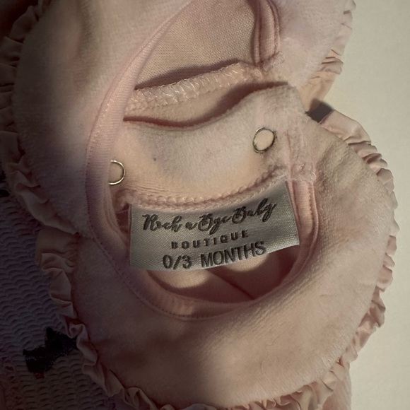 Rock a Bye Baby Pink Easter Bunny Smocked One Piece Size 0-3M - Picture 2 of 4